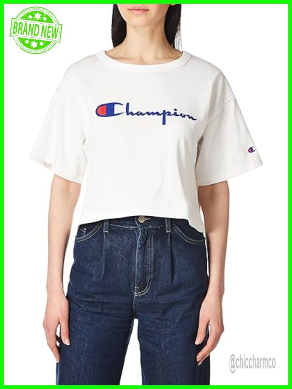 Heavyweight Cropped T-shirt with Crew Neck and Logo Embroidery